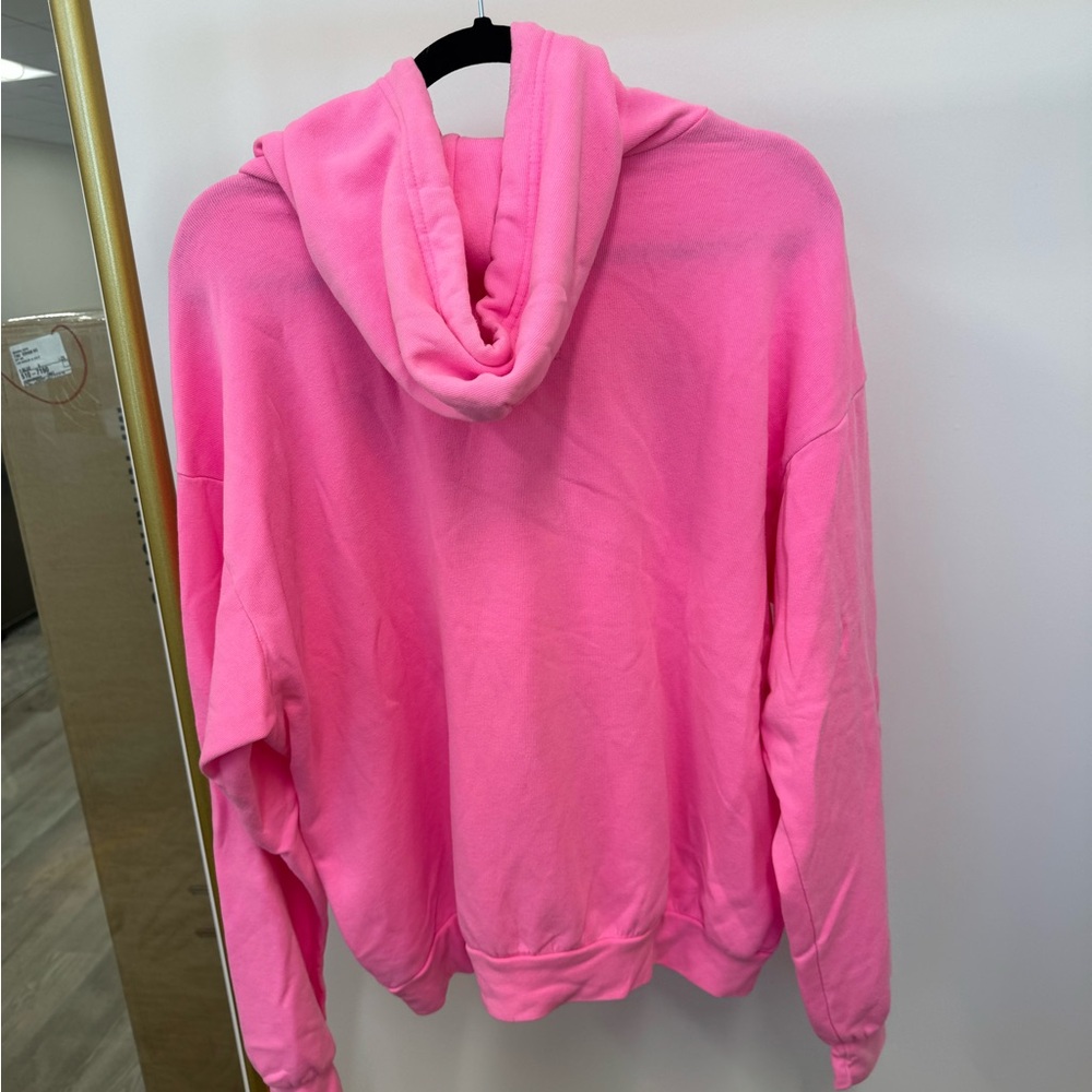 Aviator Nation Neon Pink Logo Pullover Relaxed Hoodie - Picture 3 of 3